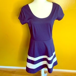 Blue and white mini dress